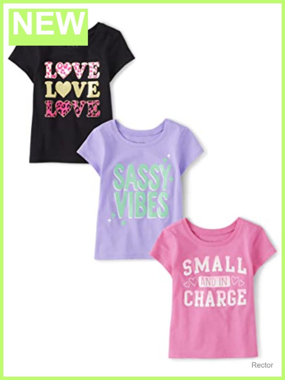 Toddler Girls 3 Pack Short Sleeve Graphic Tees Crew Neck Jersey